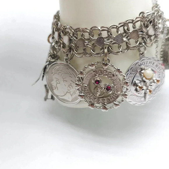 Vintage Sterling Silver Charm Bracelet Huge Travel Collection Rare 1950s 60s MCM - Picture 7 of 16